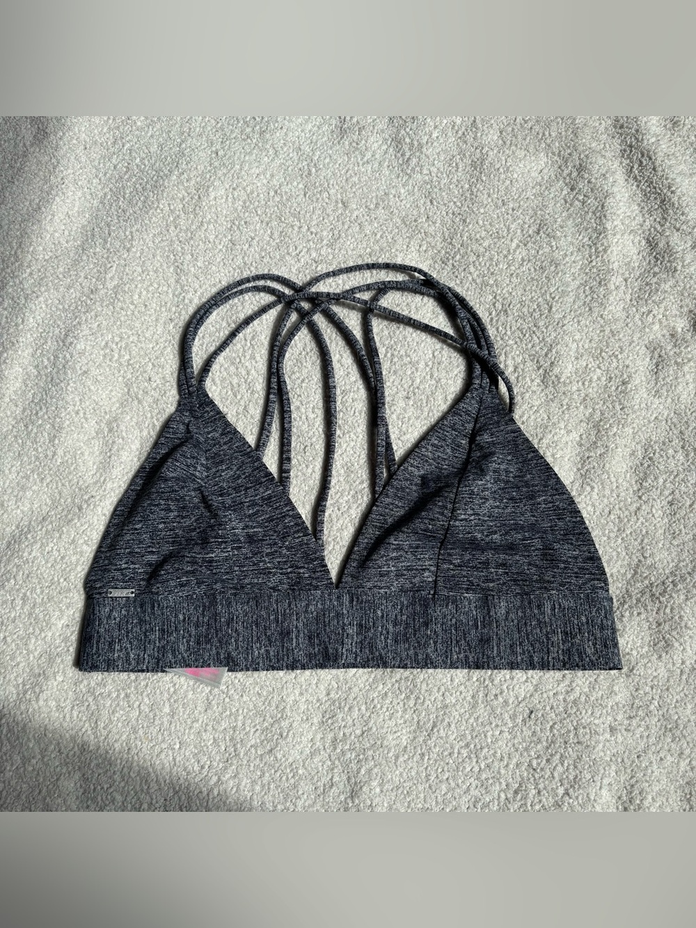 PINK Victoria's Secret Heather Gray Strappy Sports Bralette